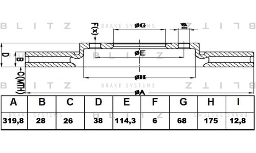 Диск тормозной Blitz, передний, арт. BS0250