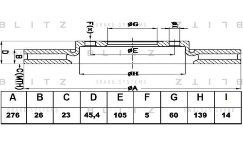 Диск тормозной Blitz, передний, арт. BS0310