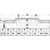 Диск тормозной Blitz, передний, арт. BS0339