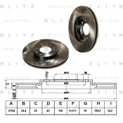 Диск тормозной Blitz, передний, арт. BS0158