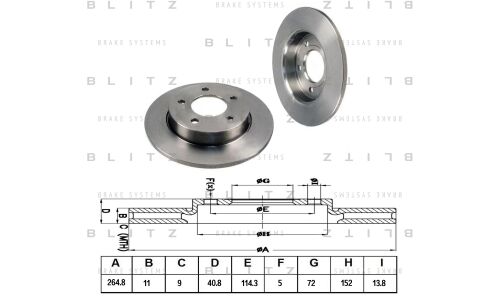 Диск тормозной Blitz, задний, арт. BS0204