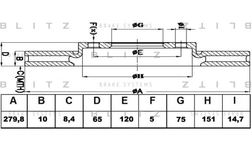 Диск тормозной Blitz, задний, арт. BS0432