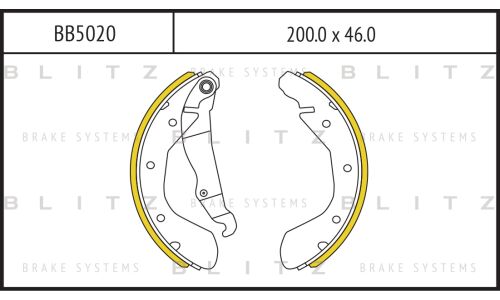 Колодки тормозные барабанные Blitz, комплект на ось (4 шт), арт. BB5020