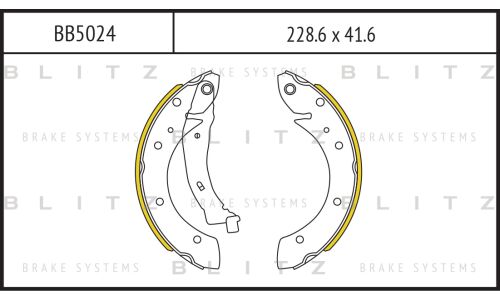 Колодки тормозные барабанные Blitz, комплект на ось (4 шт), арт. BB5024