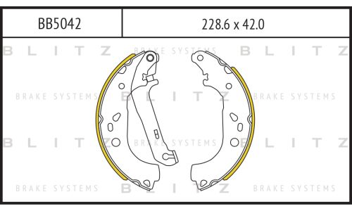 Колодки тормозные барабанные Blitz, комплект на ось (4 шт), арт. BB5042