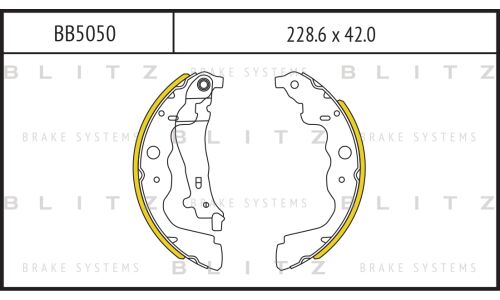 Колодки тормозные барабанные Blitz, комплект на ось (4 шт), арт. BB5050