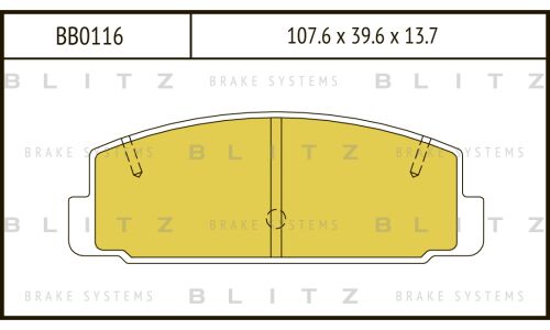 Колодки тормозные дисковые Blitz, задние, комплект на ось (4 шт), арт. BB0116