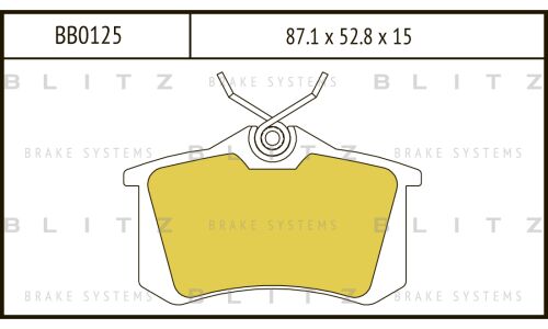 Колодки тормозные дисковые Blitz, задние, комплект на ось (4 шт), арт. BB0125