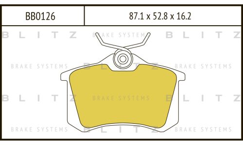 Колодки тормозные дисковые Blitz, задние, комплект на ось (4 шт), арт. BB0126