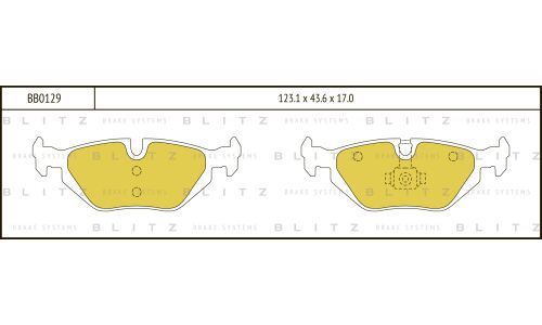 Колодки тормозные дисковые Blitz, задние, комплект на ось (4 шт), арт. BB0129