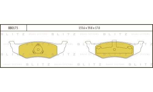Колодки тормозные дисковые Blitz, задние, комплект на ось (4 шт), арт. BB0173