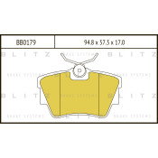 Колодки тормозные дисковые Blitz, задние, комплект на ось (4 шт), арт. BB0179