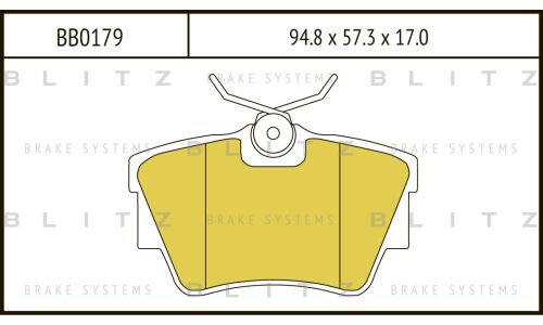 Колодки тормозные дисковые Blitz, задние, комплект на ось (4 шт), арт. BB0179