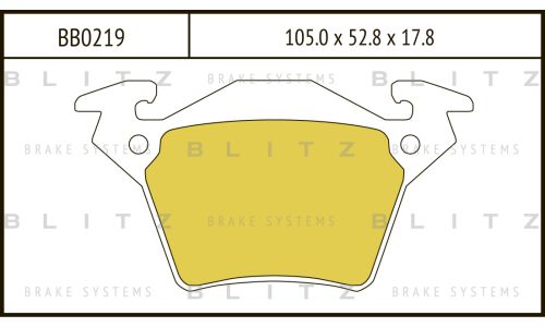 Колодки тормозные дисковые Blitz, задние, комплект на ось (4 шт), арт. BB0219