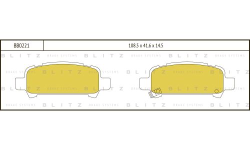 Колодки тормозные дисковые Blitz, задние, комплект на ось (4 шт), арт. BB0221