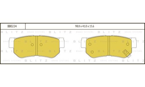Колодки тормозные дисковые Blitz, задние, комплект на ось (4 шт), арт. BB0224