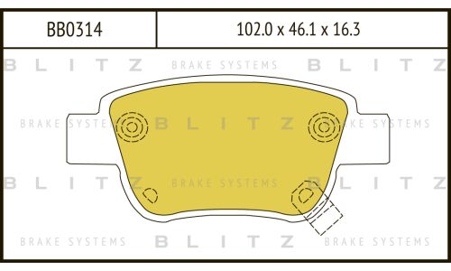Колодки тормозные дисковые Blitz, задние, комплект на ось (4 шт), арт. BB0314