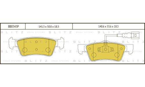 Колодки тормозные дисковые Blitz Performance, задние, комплект на ось (4 шт), арт. BB0343P