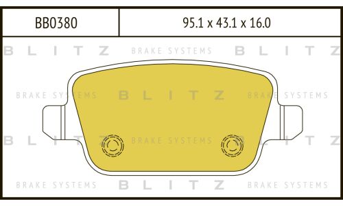 Колодки тормозные дисковые Blitz, задние, комплект на ось (4 шт), арт. BB0380