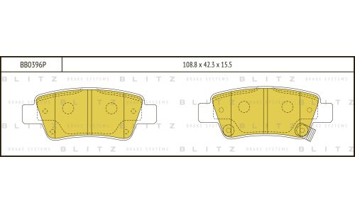 Колодки тормозные дисковые Blitz Performance, задние, комплект на ось (4 шт), арт. BB0396P