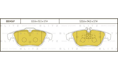 Колодки тормозные дисковые Blitz Performance, передние, комплект на ось (4 шт), арт. BB0406P