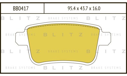 Колодки тормозные дисковые Blitz, задние, комплект на ось (4 шт), арт. BB0417