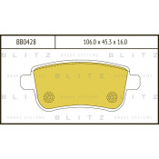 Колодки тормозные дисковые Blitz, задние, комплект на ось (4 шт), арт. BB0428