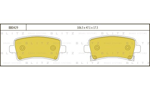 Колодки тормозные дисковые Blitz, задние, комплект на ось (4 шт), арт. BB0429