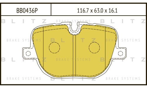 Колодки тормозные дисковые Blitz Performance, задние, комплект на ось (4 шт), арт. BB0436P