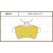 Колодки тормозные дисковые Blitz, задние, комплект на ось (4 шт), арт. BB0441