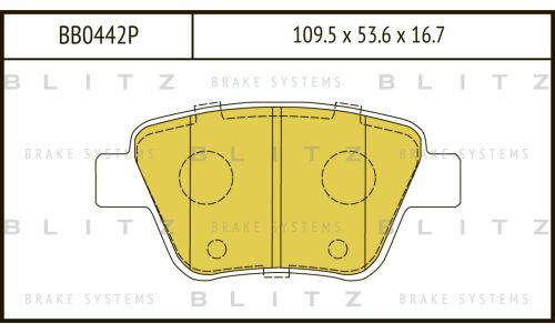 Колодки тормозные дисковые Blitz Performance, задние, комплект на ось (4 шт), арт. BB0442P