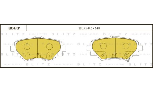 Колодки тормозные дисковые Blitz Performance, задние, комплект на ось (4 шт), арт. BB0470P