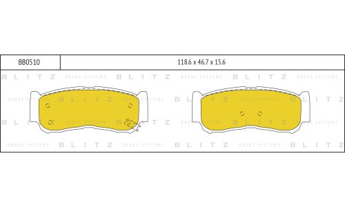 Колодки тормозные дисковые Blitz, задние, комплект на ось (4 шт), арт. BB0510
