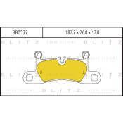 Колодки тормозные дисковые Blitz, задние, комплект на ось (4 шт), арт. BB0527