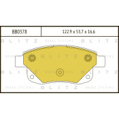 Колодки тормозные дисковые Blitz, задние, комплект на ось (4 шт), арт. BB0378