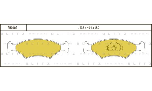 Колодки тормозные дисковые Blitz, передние, комплект на ось (4 шт), арт. BB0102