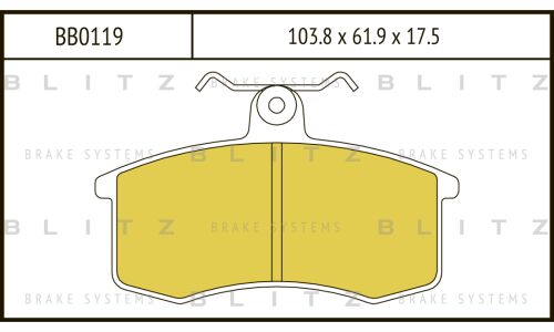 Колодки тормозные дисковые Blitz, передние, комплект на ось (4 шт), арт. BB0119