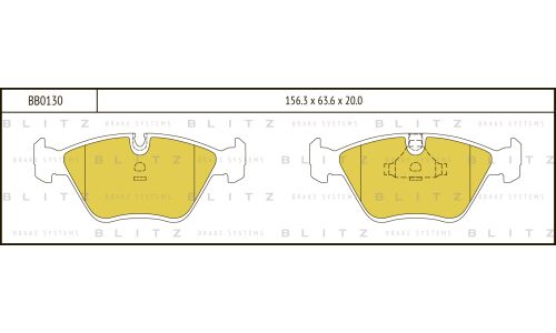 Колодки тормозные дисковые Blitz, передние, комплект на ось (4 шт), арт. BB0130