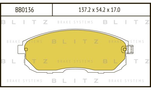 Колодки тормозные дисковые Blitz, передние, комплект на ось (4 шт), арт. BB0136