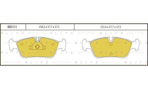 Колодки тормозные дисковые Blitz, передние, комплект на ось (4 шт), арт. BB0153