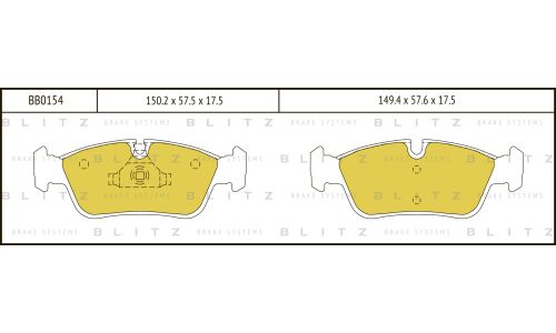 Колодки тормозные дисковые Blitz, передние, комплект на ось (4 шт), арт. BB0154