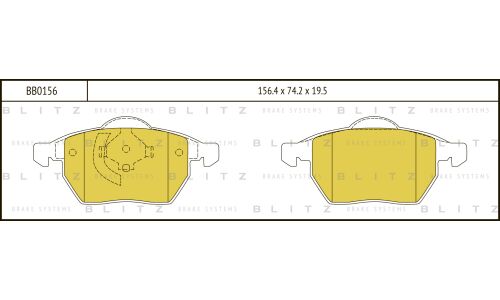 Колодки тормозные дисковые Blitz, передние, комплект на ось (4 шт), арт. BB0156