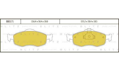 Колодки тормозные дисковые Blitz, передние, комплект на ось (4 шт), арт. BB0171