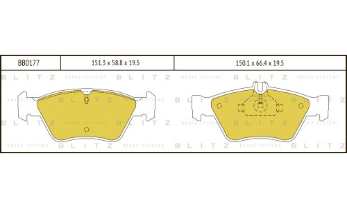 Колодки тормозные дисковые Blitz, передние, комплект на ось (4 шт), арт. BB0177