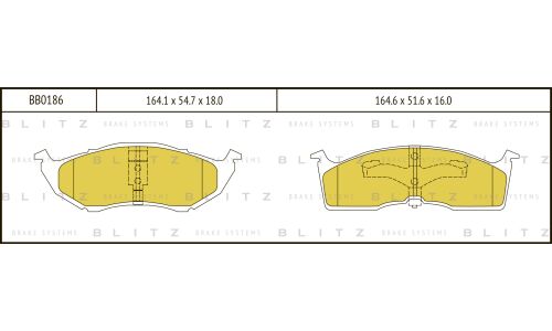 Колодки тормозные дисковые Blitz, передние, комплект на ось (4 шт), арт. BB0186
