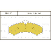 Колодки тормозные дисковые Blitz, передние, комплект на ось (4 шт), арт. BB0187