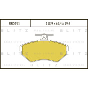 Колодки тормозные дисковые Blitz, передние, комплект на ось (4 шт), арт. BB0191