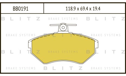 Колодки тормозные дисковые Blitz, передние, комплект на ось (4 шт), арт. BB0191