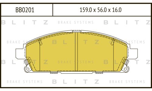 Колодки тормозные дисковые Blitz, передние, комплект на ось (4 шт), арт. BB0201