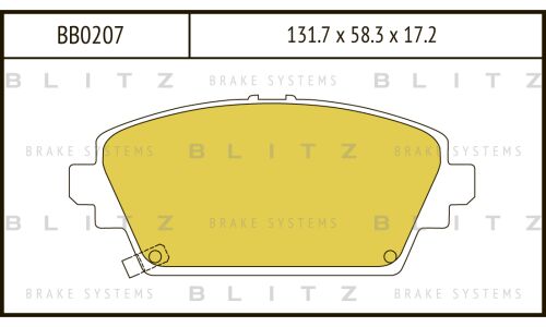 Колодки тормозные дисковые Blitz, передние, комплект на ось (4 шт), арт. BB0207